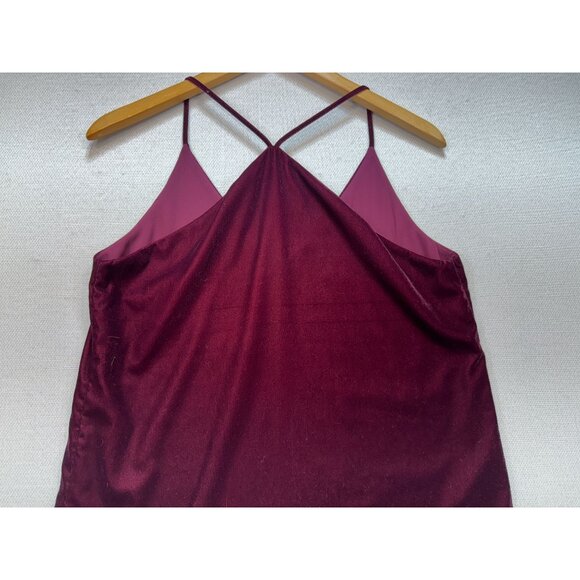 Loft Womens Velvet Strappy Cami Tank Top Size M Burgundy V-Neck Chic Summer - Picture 13 of 13